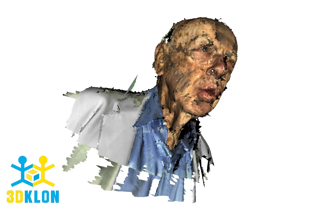 Цветное цифровое 3D-сканирование лица и торса пожилого мужчины